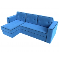 Угловой диван Принстон (велюр голубой чёрный) - Изображение 4